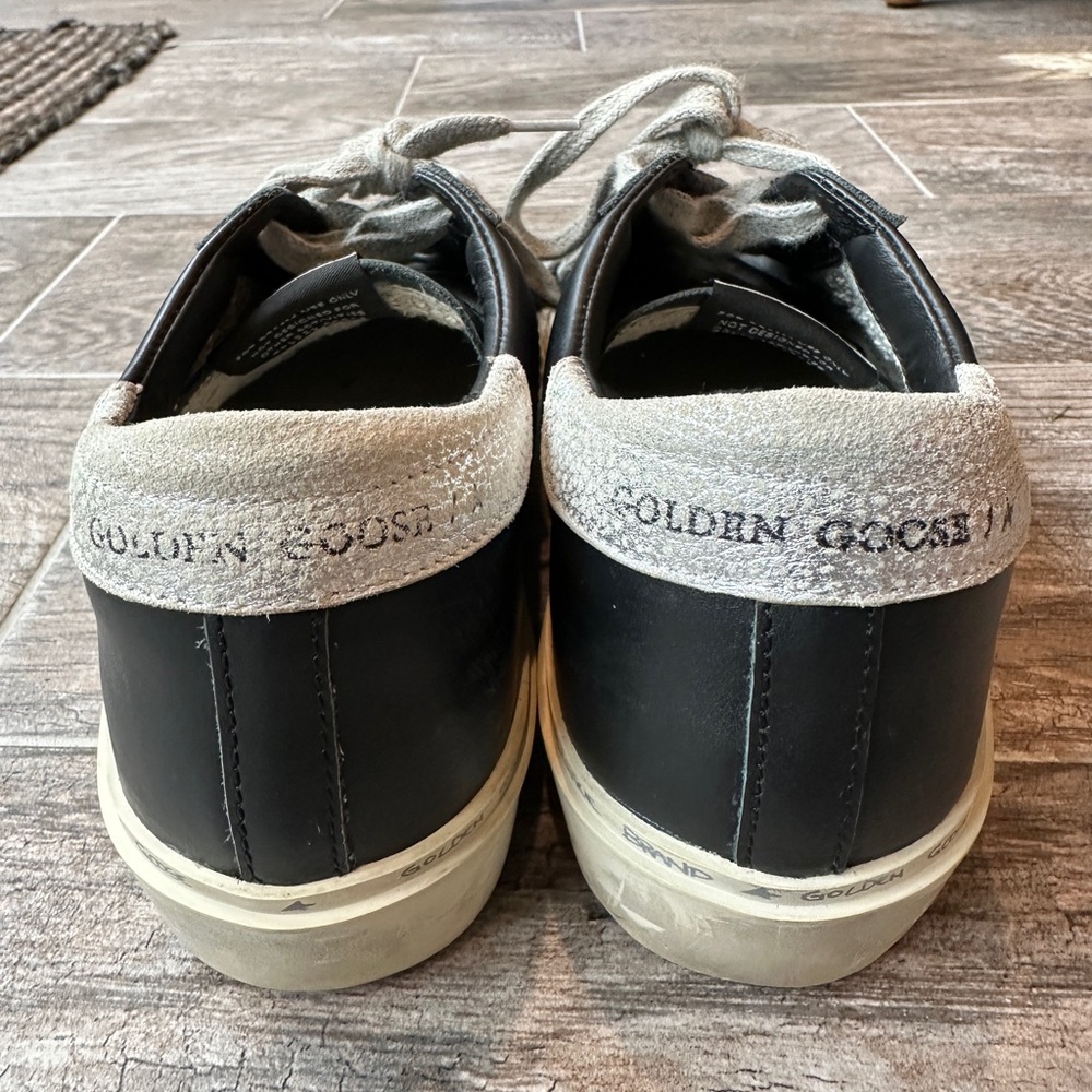 Golden Goose Black Leather Sneakers with Silver Star & gold laces - Picture 9 of 16